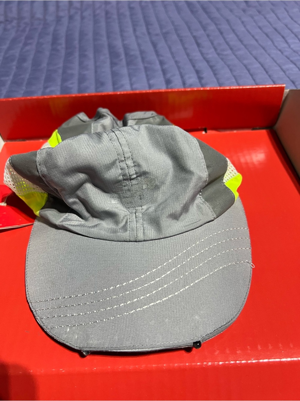New Balance Gray and Neon Yellow Kids Reflective Cap